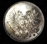 Finland  Silver 1917 S 25 Pennia Civil War Coinage GEM BU Nice Toned  KM#19 (28)