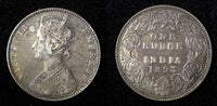 India-British Victoria Silver 1893 B incuse Rupee XF .Nice Toned KM# 492 (558)