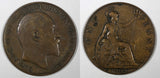 Great Britain Edward VII Bronze 1909 1 Penny KM# 794.2 (28 190)