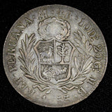 PERU Silver 1855/4  LIMA MB 4 Reales Liberty OVERDATE AR-0.9  aVF KM# 151.3 (18)