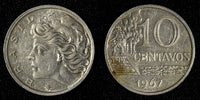 Brazil Copper-Nickel 1967 10 Centavos 1 Year Type XF KM# 578.1 (27 613)