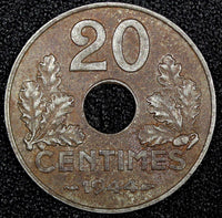 FRANCE Vichy French State Iron 1944 20 Centimes WWII Issue SCARCE  KM# 900.2a(2)