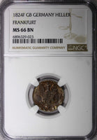 GERMANY FRANKFURT AM MAIN 1824 F GB 1 Heller NGC MS66 BN KM# 301 TOP GRADED (23)