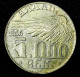 BRAZIL Silver 1938  5000 Reis Santos Dumont  Toned KM# 543 (27 503)