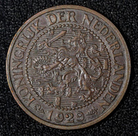 Netherlands Wilhelmina Bronze 1929 2 1/2 Cent KM# 150 (27 986)