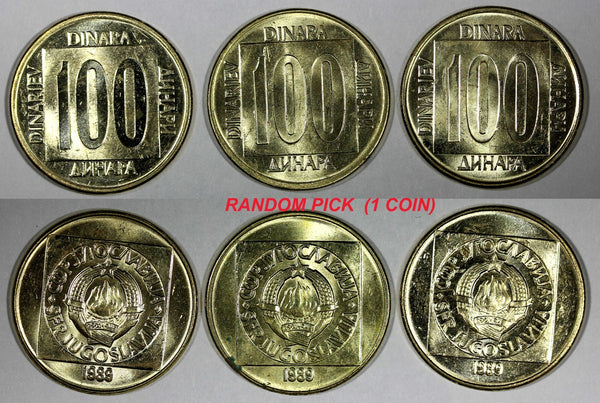 Yugoslavia Brass  1989 100 Dinara 2 Years Type UNC KM# 134  RANDOM PICK (1 Coin)