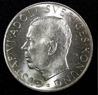 SWEDEN Silver 1952 ST 5 Kronor 70th Birthday Gustaf VI Adolf BU KM# 828 (27 255)