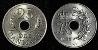 DENMARK Frederik IX Copper-Nickel 1966  25 Øre UNC/BU KM# 855.1 (27 716)