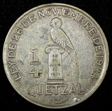 Guatemala Silver 1928 1/4 Quetzal Mintage-400,000 KM# 243.1 (24 661)