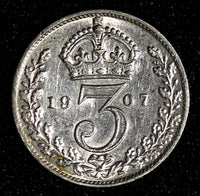 Great Britain Edward VII Silver 1907 3 Pence KM# 797.2 (28 105)