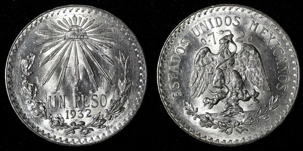 Mexico ESTADOS UNIDOS MEXICANOS Silver 1932 M Peso GEM BU KM# 455 (27 831)