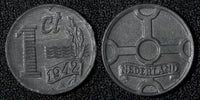 Netherlands German Occupation Zinc 1942 1 Cent WWII ISSUE KM# 170  (27 955)