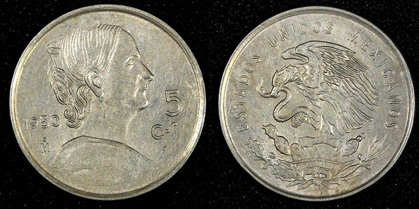 Mexico Copper-Nickel 1950 5 Centavos Josefa Ortiz de Domínguez  KM# 425 (27 384)