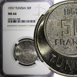 TUNISIA Muhammad VIII 1957 50 Francs NGC MS66 GEM BU KM# 275 (008)