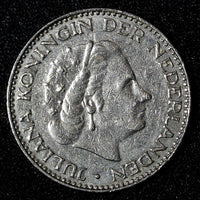 Netherlands Juliana Nickel  1967 Fish 1 Gulden 25 mm Royal Dutch KM# 184a  (944)