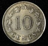 MALTA Copper-Nickel 1972 10 Cents 1st Year Type KM# 11  (28 094)