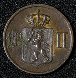 NORWAY Oscar II Bronze 1893 1 ORE Norwegian Lion XF-aUNC KM# 352 (30 094)