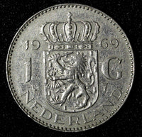 Netherlands Juliana Nickel  1969 Cock 1 Gulden 25 mm Royal Dutch KM# 184a  (950)