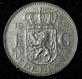 Netherlands Juliana Nickel  1969 Cock 1 Gulden 25 mm Royal Dutch KM# 184a  (950)