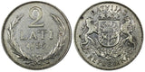 Latvia Silver 1925 2 Lati 2 Years Type 27mm KM# 8 (24 330)