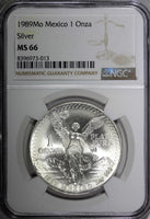 MEXICO Silver 1989 Mo Onza Libertad  NGC MS66 GEM BU KM# 494.1 (13)