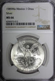 MEXICO Silver 1989 Mo Onza Libertad  NGC MS66 GEM BU KM# 494.1 (13)