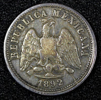 Mexico Silver 1892 Zs Z  10 Centavos Zacatecas Mint Nice Toned KM# 403.10 (174)