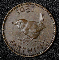Great Britain George VI Bronze 1951 1 Farthing KM# 867  (28 206)