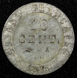 French Guiana Louis Philippe I Silver 1846 A  10 Centimes Toned KM# A2 (27 144)