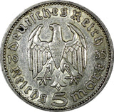 Germany - Third Reich Silver 1935 J 5 Reichsmark Hamburg Mint KM# 86 (25 126)