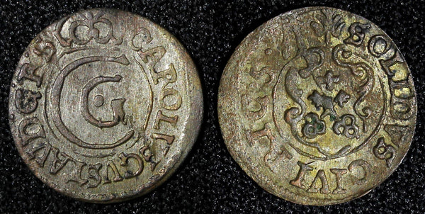 Sweden Livonia City of Riga Carl X Gustav Silver 1657 1 Solidus KM# 50 (27 752)