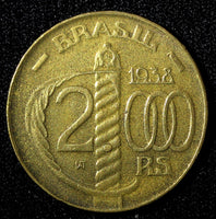 BRAZIL Aluminum-Bronze 1938 2000 Reis 24-sided planchet KM# 548 (27 549)