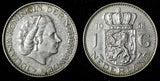Netherlands Juliana Silver 1958 1 Gulden 25mm KM# 184  (28 508)