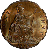 GREAT BRITAIN George V Bronze 1935 1 Penny NGC MS63 RB NICE TONING KM# 838 (04)