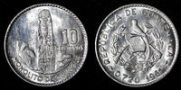 GUATEMALA Silver 1961 10 Centavos  ch.UNC Mint Luster KM# 262 (27 828)