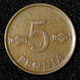 Finland Copper 1963 5 Penniä 1st Year Type  KM# 45 (28 093)