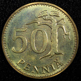 Finland Aluminum-Bronze 1966-S 50 Pennia UNC/BU  KM# 48 (24 109)
