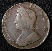 Great Britain George II Copper 1734 1/2 Half Penny KM# 566 (28 289)