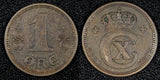 DENMARK Christian X Bronze 1923 1 Øre  ch.XF KM# 812.2 (27 237)