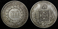 BRAZIL Pedro II Silver 1858 1000 Reis Mintage-430.000 Rio de Janeiro KM# 465 (9)