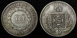 BRAZIL Pedro II Silver 1858 1000 Reis Mintage-430.000 Rio de Janeiro KM# 465 (9)