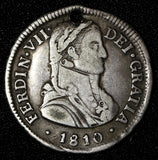CHILE Ferdinand VII  Silver 1810 FJ 2 Reales Mintage-45.000 RARE KM# 74 (803)