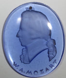W.A.MOZART PENDANT .CAMEO STYLE . OVAL LIGHT BLUE  COLOR 37mm X 30mm (4258)
