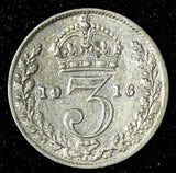 Great Britain George V Silver 1916 3 Pence  Maundy KM# 813 (28 336)