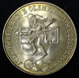 MEXICO Silver 1968 Mo 25 Pesos Olympic 22.5 g UNC Light Gold Toning KM#479.1 (5)