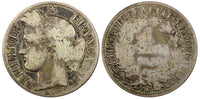 FRANCE Silver 1851 A 1 Franc Mintage-638.000 Paris Mint SCARCE KM# 759.1 (924)