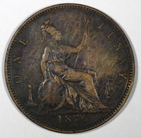 Great Britain Victoria Bronze 1876 H 1 Penny Heaton Mint KM# 755 (28 184)