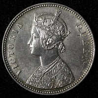 India-British Victoria Silver 1862 (B) Rupee Better Date aUNC KM# 473.1 (28 298)