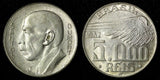 BRAZIL Silver 1937  5000 Reis Santos Dumont Mint-414.000 Toned KM# 543 (27 502)