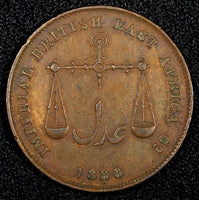 MOMBASA Bronze 1306 (1888) CM 1  Pice  Calcutta India Mint KM# 1.1 (27 118)